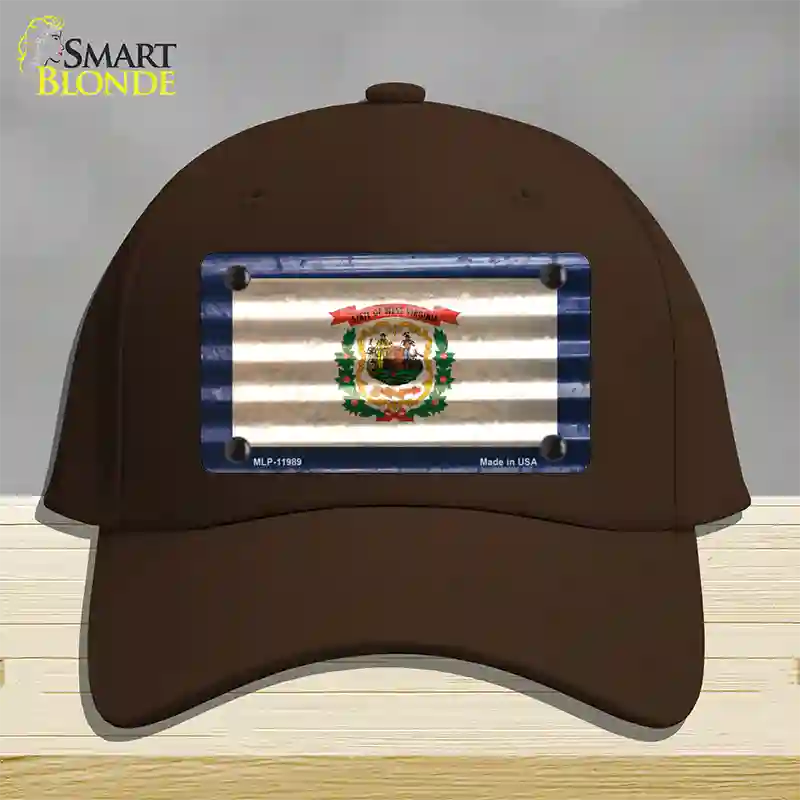 West Virginia Corrugated Flag Novelty License Plate Hat Cotton / Dark Brown