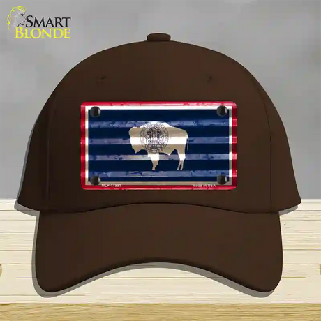 Wyoming Corrugated Flag Novelty License Plate Hat Cotton / Dark Brown