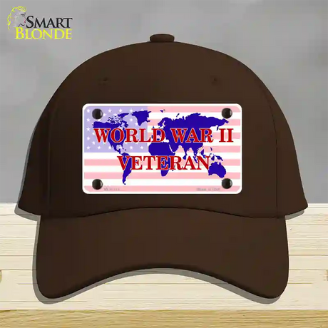 WW II Veteran Novelty License Plate Hat Cotton / Dark Brown