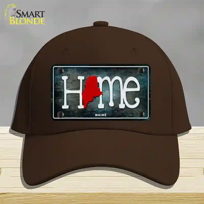 Maine Home State Outline Novelty License Plate Hat Cotton / Dark Brown