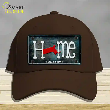 Massachusetts Home State Outline Novelty License Plate Hat Cotton / Dark Brown