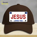 Jesus Loves You Novelty License Plate Hat Cotton / Dark Brown