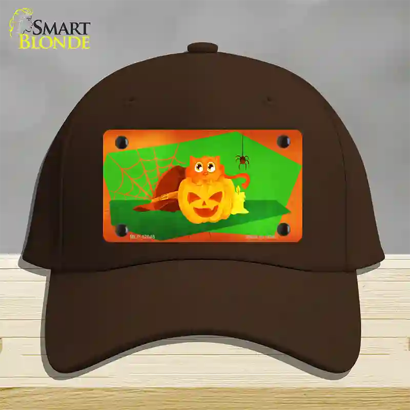 Pumpkin Kitty Novelty License Plate Hat Cotton / Dark Brown