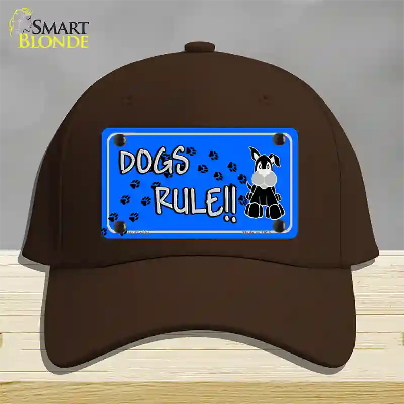 Dogs Rule Novelty License Plate Hat Tag Cotton / Dark Brown