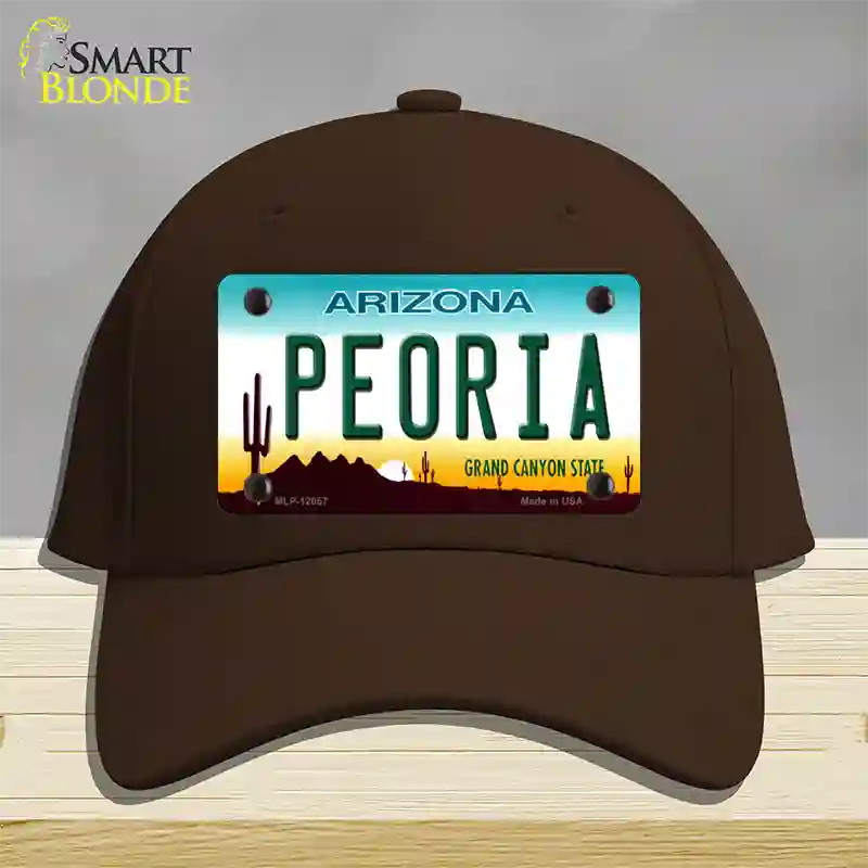 Peoria Arizona Novelty License Plate Hat Cotton / Dark Brown