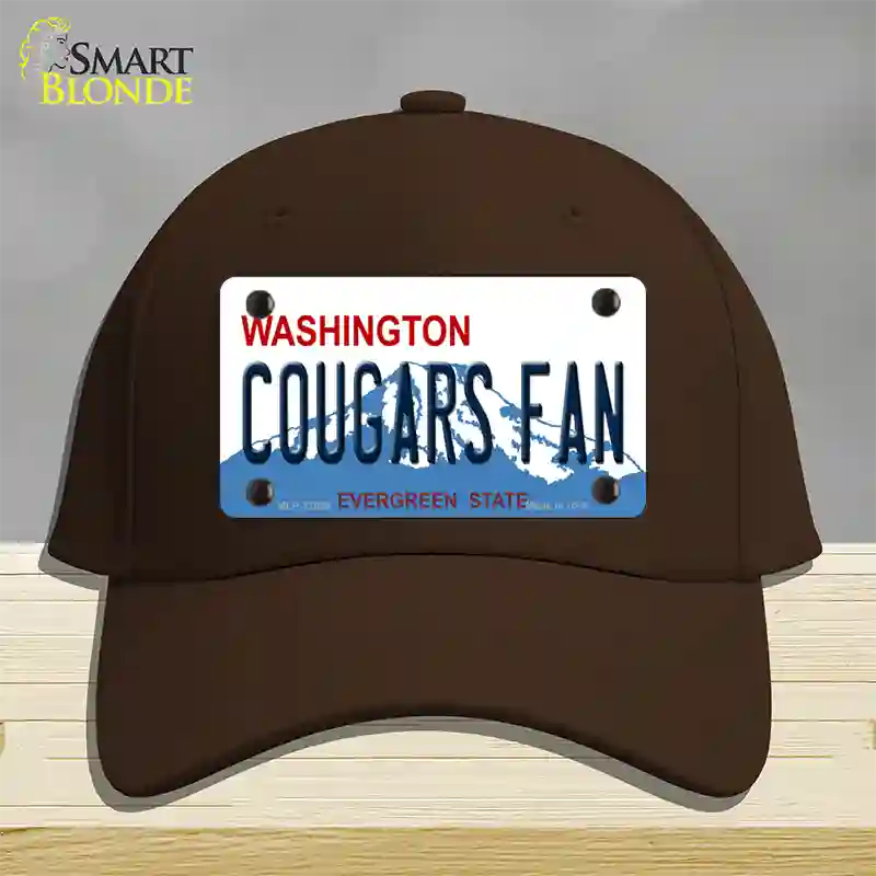 Washington Cougars Fan Novelty License Plate Hat Cotton / Dark Brown