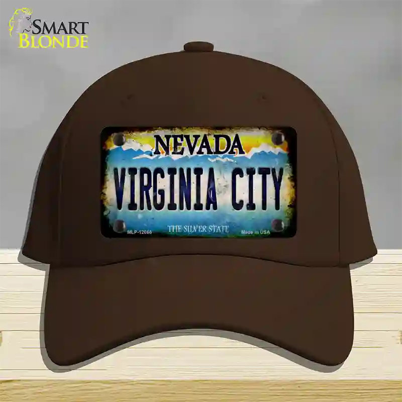 Nevada Virginia City Novelty License Plate Hat Cotton / Dark Brown