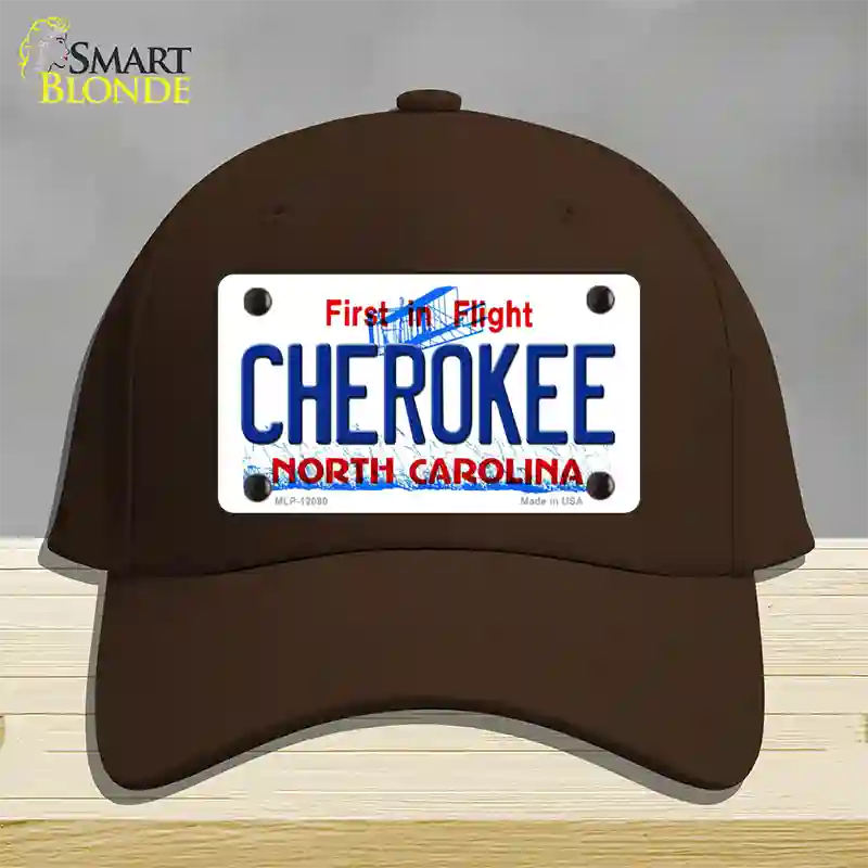 Cherokee North Carolina State Novelty License Plate Hat Cotton / Dark Brown