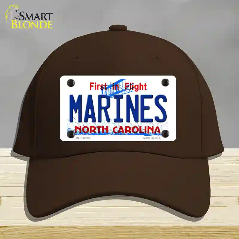 Marines North Carolina State Novelty License Plate Hat Cotton / Dark Brown