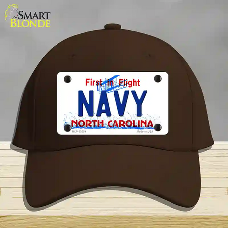 Navy North Carolina State Novelty License Plate Hat Cotton / Dark Brown