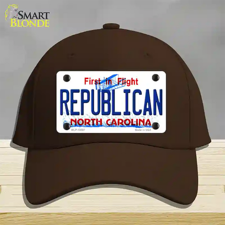 Republican North Carolina State Novelty License Plate Hat Cotton / Dark Brown