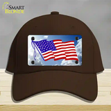 American Flag Cloud Novelty License Plate Hat Cotton / Dark Brown