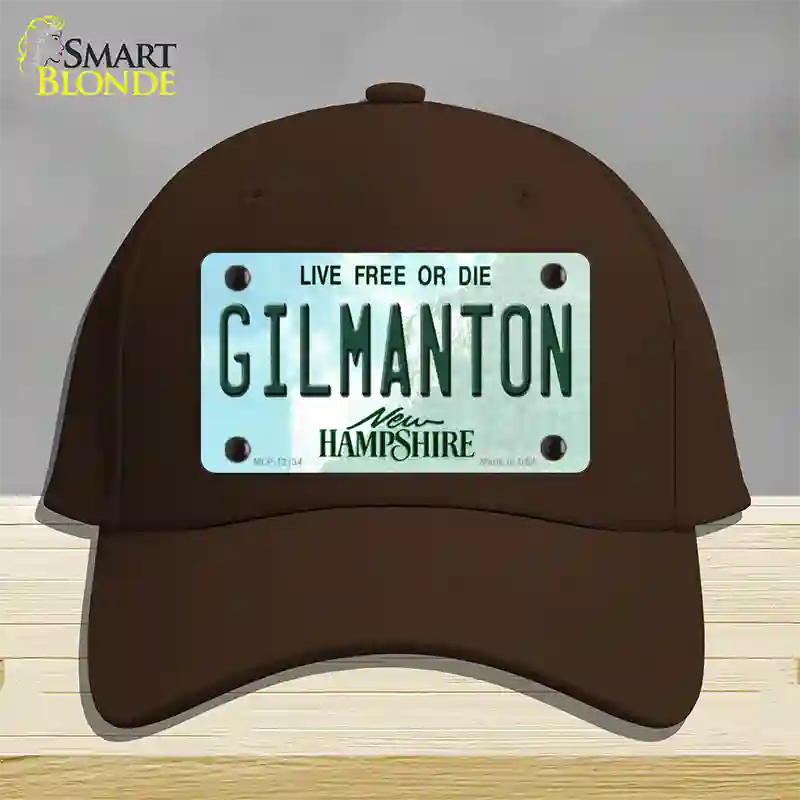 Gilmanton New Hampshire Novelty License Plate Hat Cotton / Dark Brown