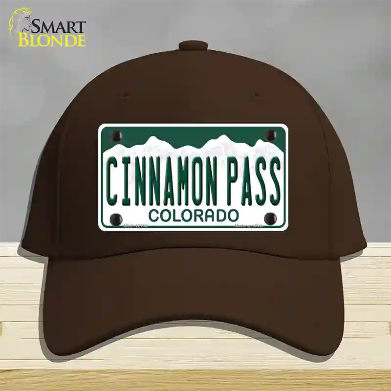 Cinnamon Pass Colorado Novelty License Plate Hat Cotton / Dark Brown