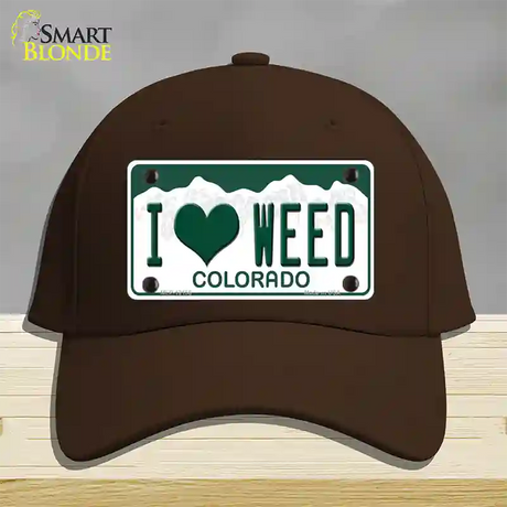 I Love Weed Colorado Novelty License Plate Hat Cotton / Dark Brown