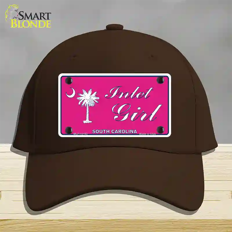 Inlet Girl SC Pink Novelty License Plate Hat Cotton / Dark Brown