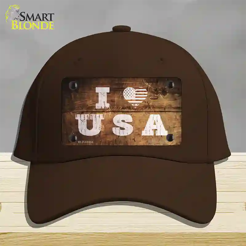 I Love USA Novelty License Plate Hat Cotton / Dark Brown