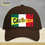 Caution Mexico Flag Novelty License Plate Hat Cotton / Dark Brown