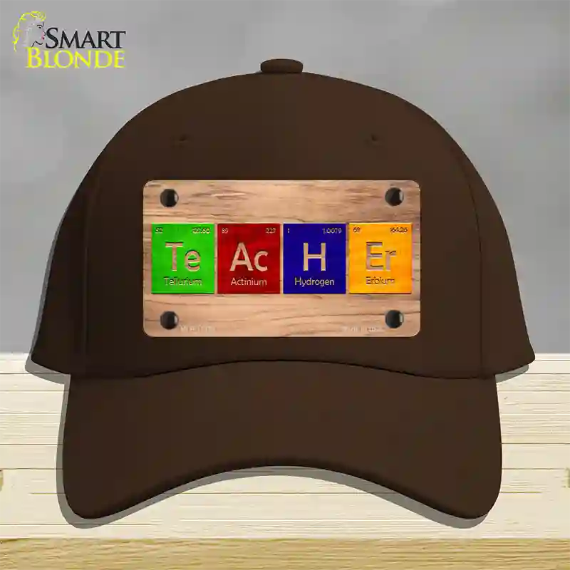 Teacher Periodic Table Wood Novelty License Plate Hat Cotton / Dark Brown