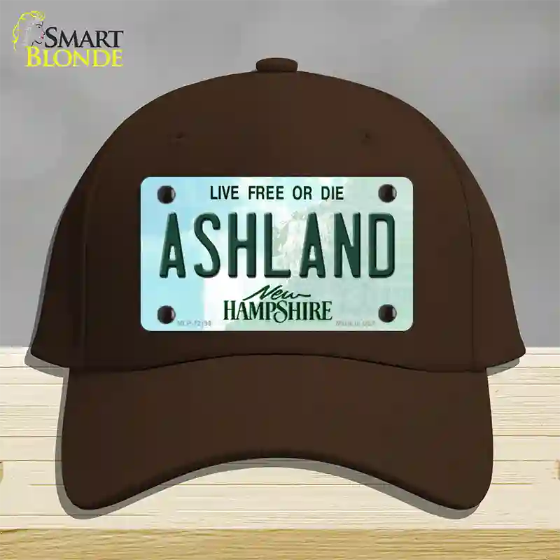 Ashland New Hampshire Novelty License Plate Hat Cotton / Dark Brown