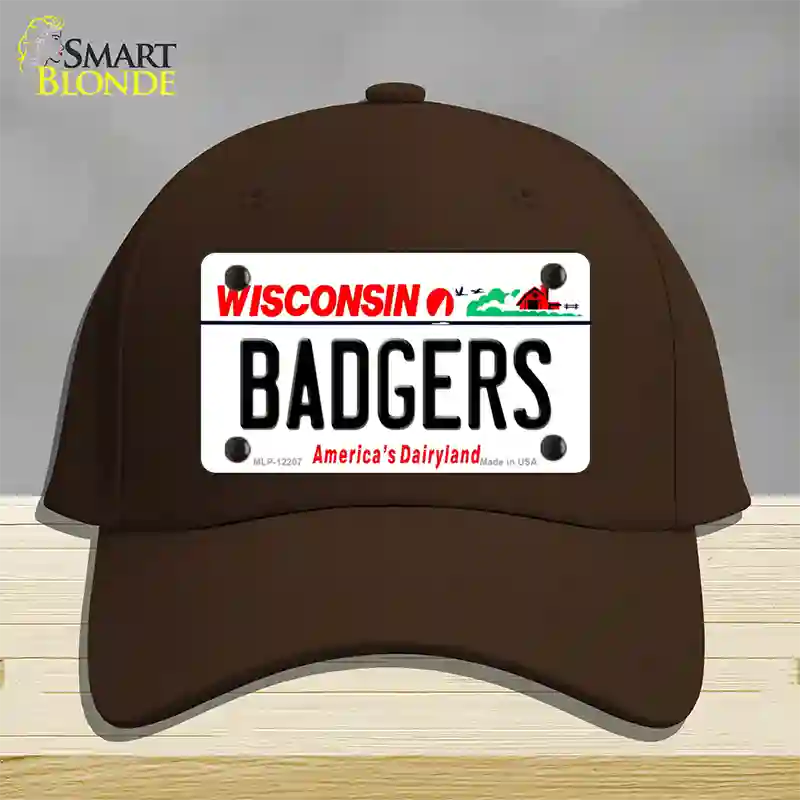 Badgers Wisconsin Novelty License Plate Hat Cotton / Dark Brown