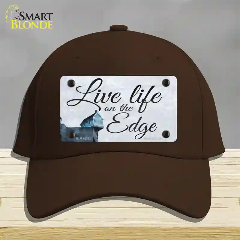 Live Life on the Edge Novelty License Plate Hat Cotton / Dark Brown