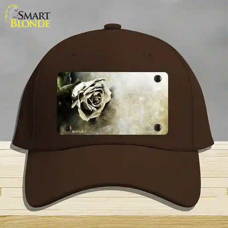 Black and White Rose Novelty License Plate Hat Cotton / Dark Brown