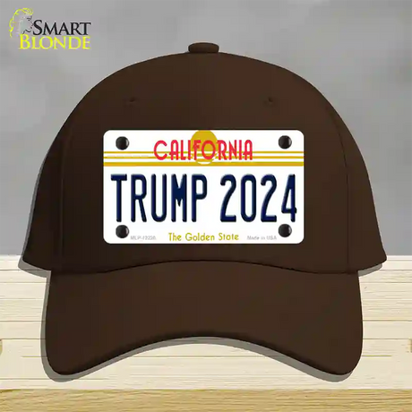 Trump 2024 California Novelty License Plate Hat Cotton / Dark Brown