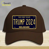 Trump 2024 Delaware Novelty License Plate Hat Cotton / Dark Brown