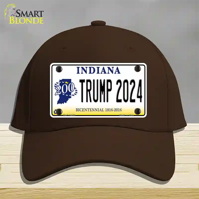 Trump 2024 Indiana Novelty License Plate Hat Cotton / Dark Brown