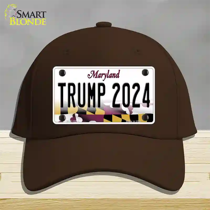 Trump 2024 Maryland Novelty License Plate Hat Cotton / Dark Brown