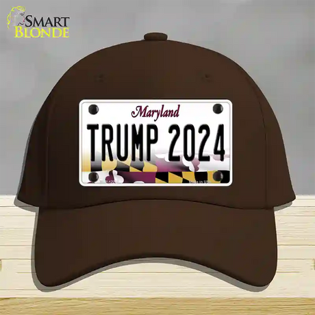 Trump 2024 Maryland Novelty License Plate Hat Cotton / Dark Brown