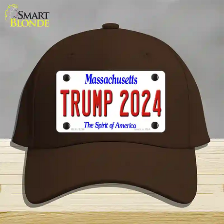 Trump 2024 Massachusetts Novelty License Plate Hat Cotton / Dark Brown