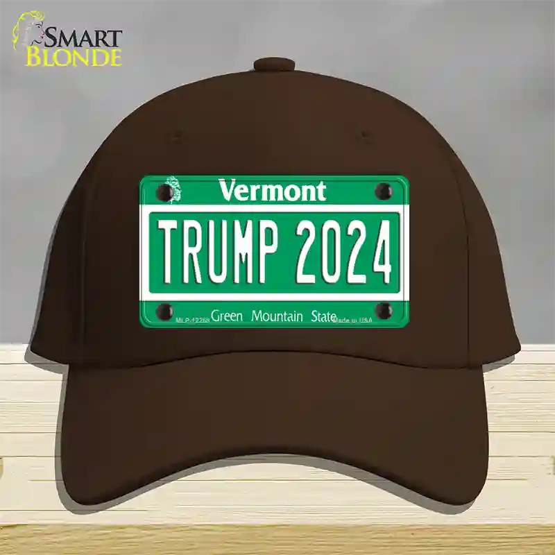 Trump 2024 Vermont Novelty License Plate Hat Cotton / Dark Brown