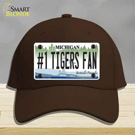 Number 1 Tigers Fan Michigan Novelty License Plate Hat Cotton / Dark Brown