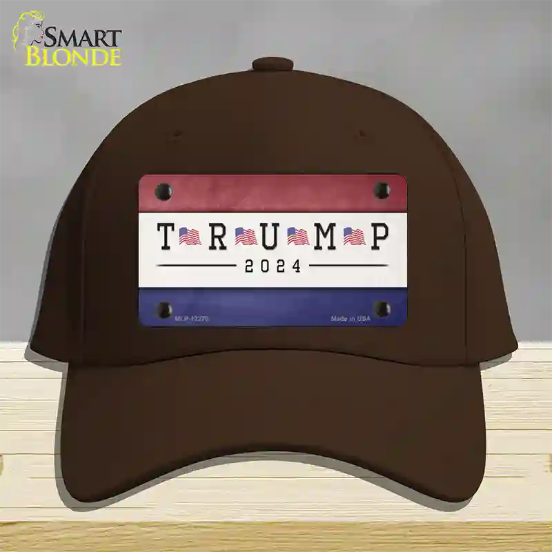 Trump 2024 USA Flag Novelty License Plate Hat Cotton / Dark Brown