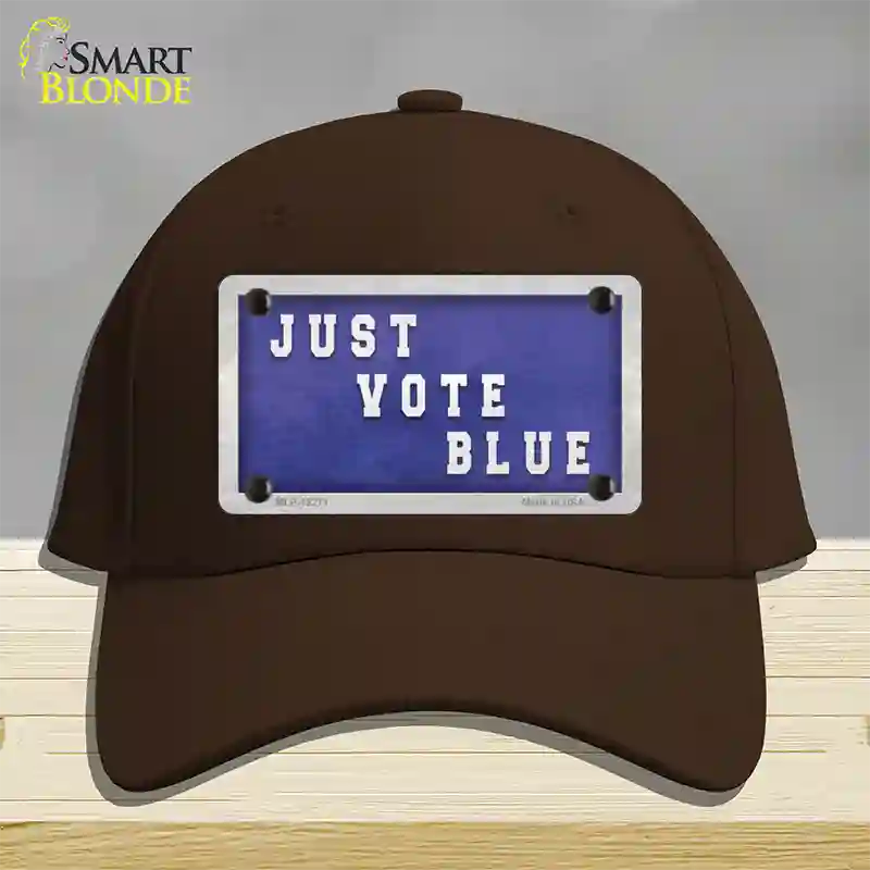 Just Vote Blue Novelty License Plate Hat Cotton / Dark Brown