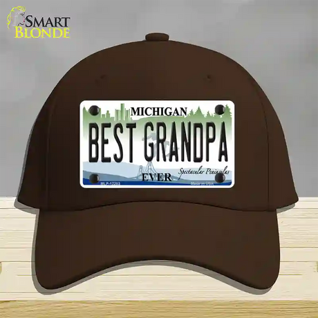 Michigan Best Grandpa Novelty License Plate Hat Cotton / Dark Brown