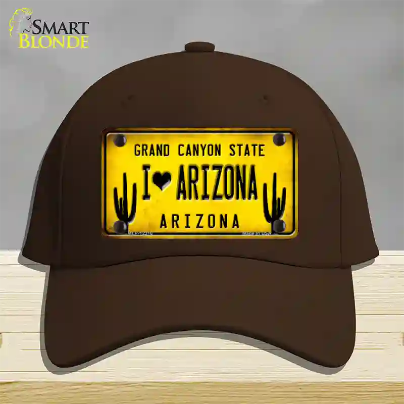 I love Arizona Yellow Novelty License Plate Hat Cotton / Dark Brown