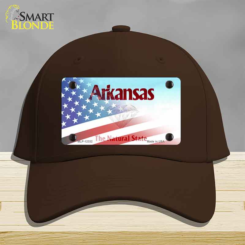 Arkansas with American Flag Novelty License Plate Hat HAT-MLP-12332