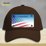 Connecticut with American Flag Novelty License Plate Hat Cotton / Dark Brown