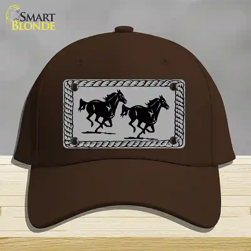 Two Running Horses Novelty License Plate Hat Cotton / Dark Brown