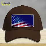 Indiana with American Flag Novelty License Plate Hat Cotton / Dark Brown