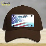 Kentucky with American Flag Novelty License Plate Hat Cotton / Dark Brown