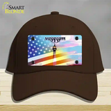 Mississippi with American Flag Novelty License Plate Hat Cotton / Dark Brown