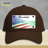 Tennessee with American Flag Novelty License Plate Hat Cotton / Dark Brown