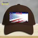 Texas with American Flag Novelty License Plate Hat Cotton / Dark Brown