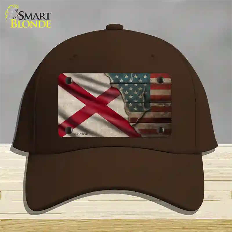 Alabama/American Flag Novelty License Plate Hat Cotton / Dark Brown