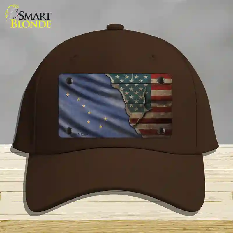 Alaska/American Flag Novelty License Plate Hat Cotton / Dark Brown