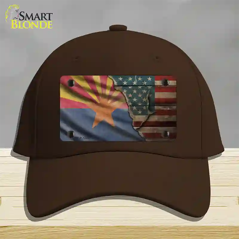 Arizona/American Flag Novelty License Plate Hat Cotton / Dark Brown